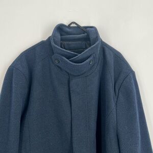 Only & Sons Men’s Navy onsSeverin High Collar Pinstripe Longline Coat